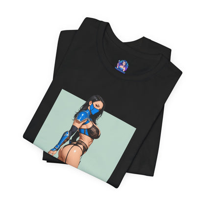 Kitana Grafik-T-Shirt | Mortal Kombat T-Shirt für Otakus und Kampfspielfans | Blaues Ninja-Waifu-Shirt