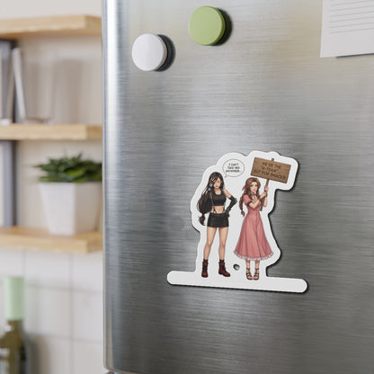 Магніт «Тіфа та Аеріт» – магніт на холодильник із дівчиною з аніме FF7, милий декор для геймерів-дуетів