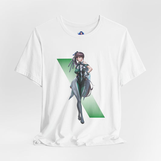 Eve Stellar Blade T-Shirt | Sci-Fi Heroine Tee for Gamers & Anime Fans – white Bella Canvas tee with anime-inspired sci-fi heroine illustration