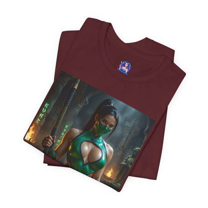 Jadefarbenes Mortal Kombat T-Shirt | Kampfspiel-Shirt für Gamer und Anime-Fans