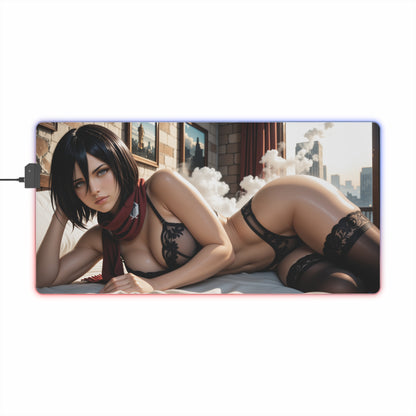 Килимок для столу Mikasa Ackerman – світлодіодний RGB-підсвітлювальний килимок, ігрова конфігурація для дівчат з аніме Waifu