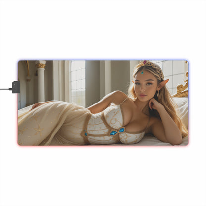 Килимок для столу принцеси – світлодіодний RGB-підкладка, ігровий комплект із зображенням аніме-дівчини Вайфу у фентезі