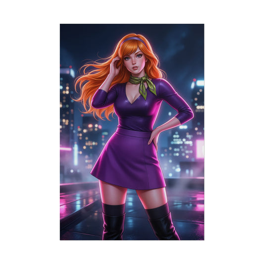Daphne Blake Scooby Doo Poster Cartoon Woman Wall Art Purple Outfit Girl Print Classic Character Gaming Room Decor Gift