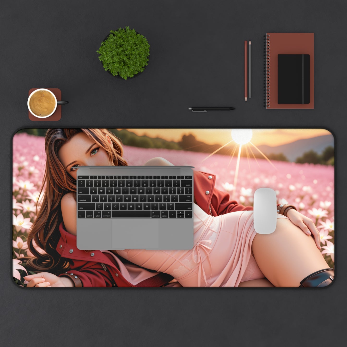 Килимок для столу Aerith Gainsborough, килимок для миші з героїнею фентезійних ігор, квітковий ігровий декор