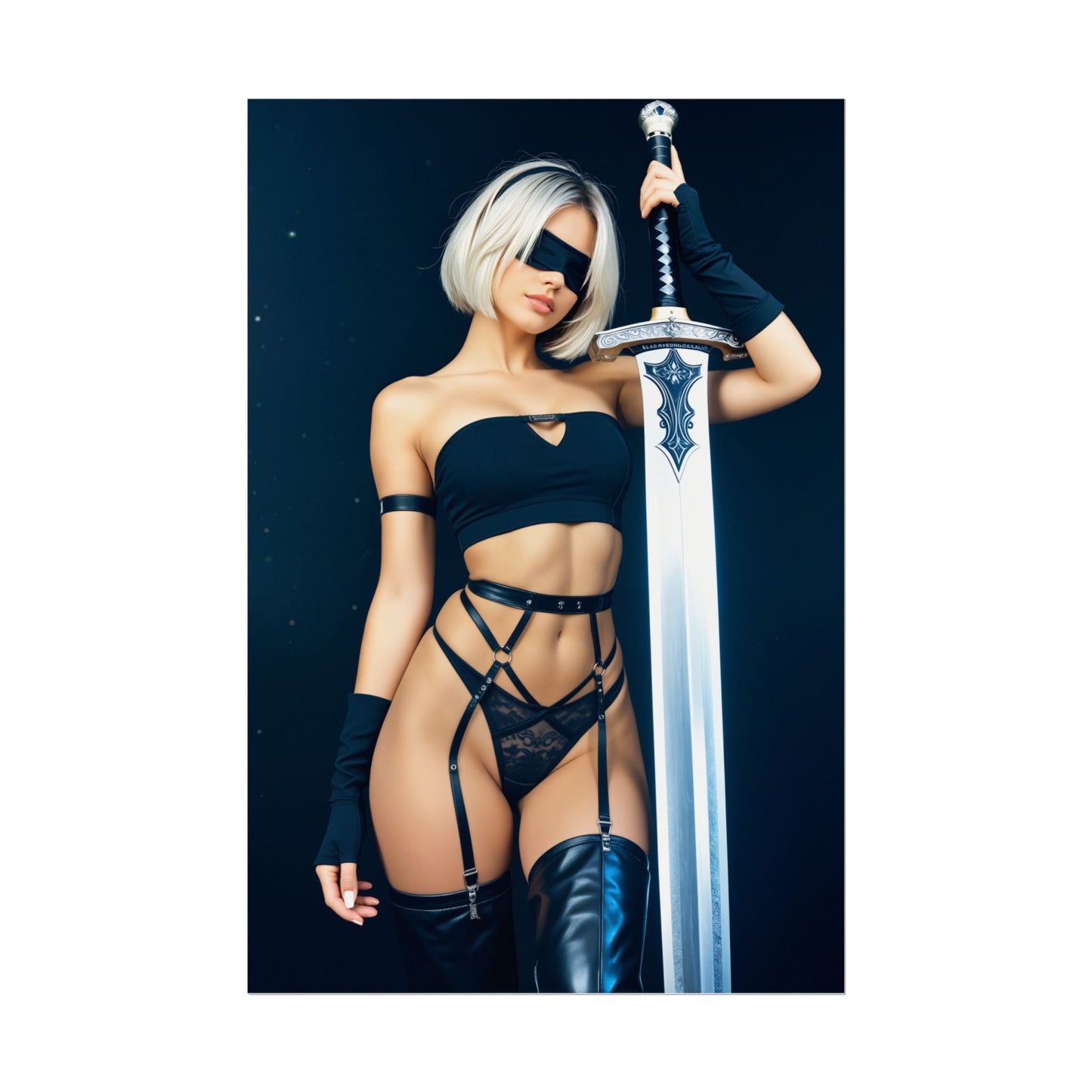 Плакат 2B, футуристичний художній принт із зображенням дівчини з аніме, декор стіни з вайфу та андроїдом