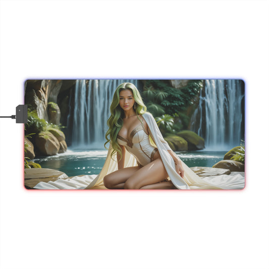 Килимок для столу CC – світлодіодний RGB-підкладка, елегантна ігрова конфігурація з аніме-дівчиною Вайфу