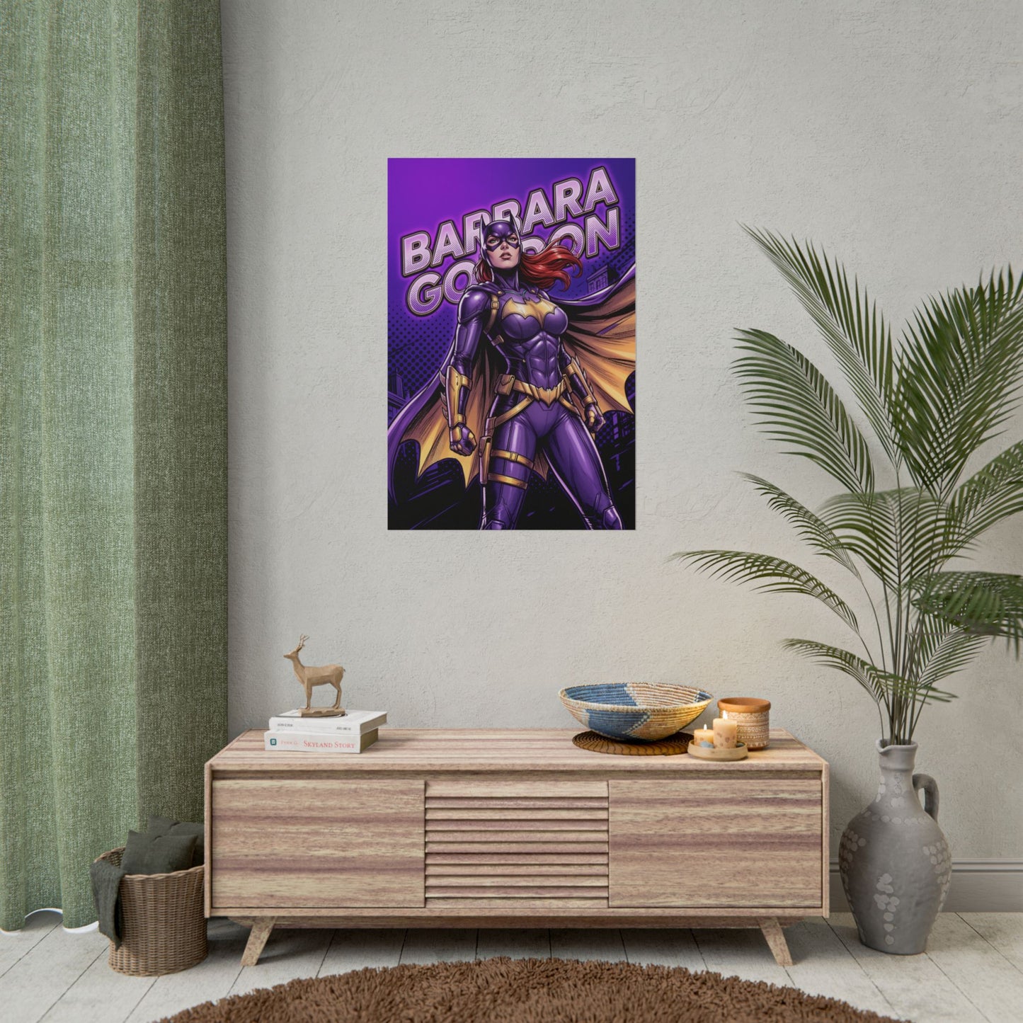 Batgirl Poster / Batgirl Wall Art / Batgirl Art Print / DC Comics Poster — Barbara Gordon in purple costume, dramatic night-city lighting