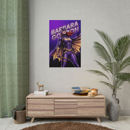Batgirl Poster / Batgirl Wall Art / Batgirl Art Print / DC Comics Poster — Barbara Gordon in purple costume, dramatic night-city lighting