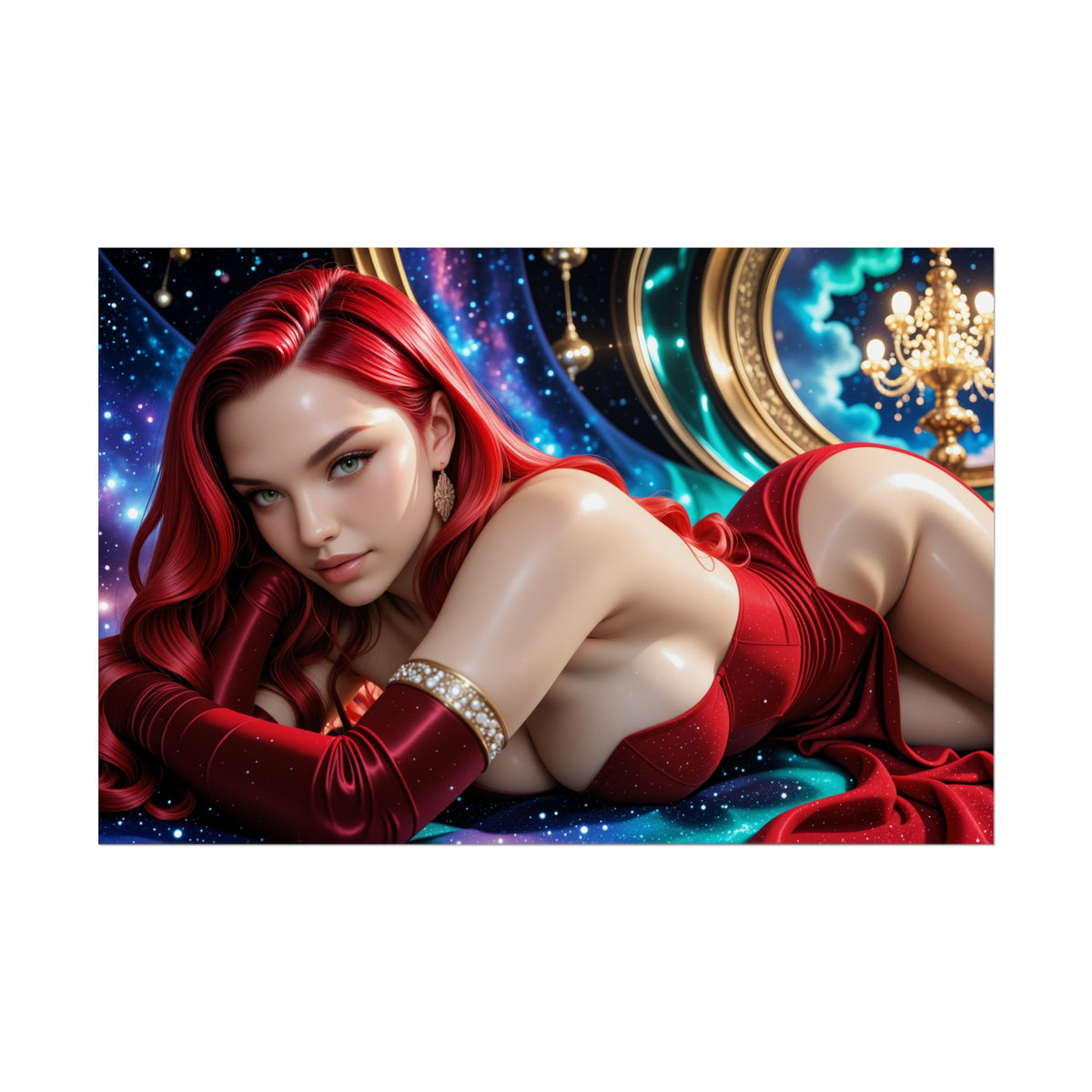 Jessica Rabbit Poster | Glam Waifu Wall Art for Pin-Up Room Decor - sultry red-dress cinematic pin-up print