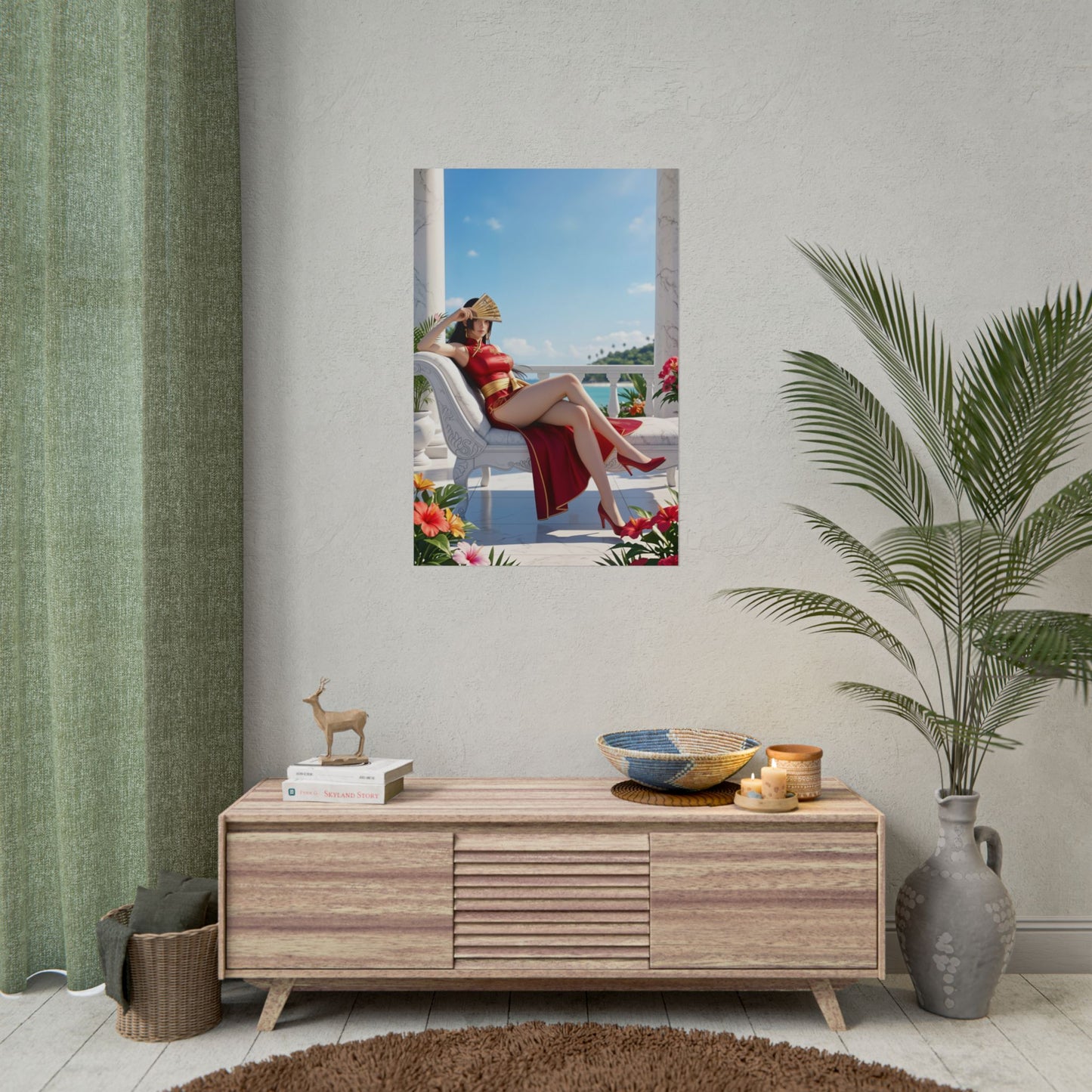 Boa Hancock Poster, One Piece Art Print – Anime Heroine Wall Art displayed in a gamer room setting