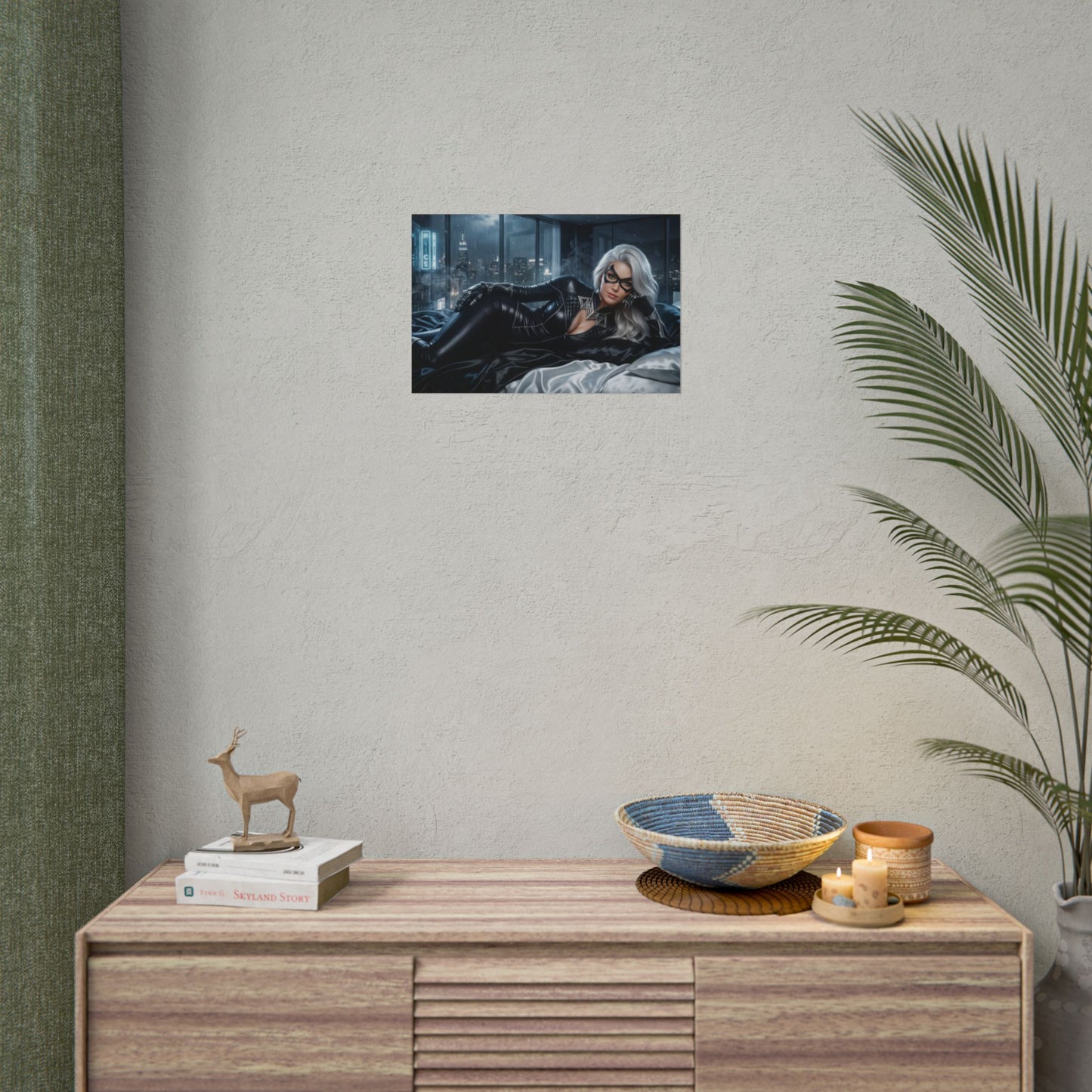 Schwarze Katze Poster, Comic Wandkunst, Superhelden-Druck, Raumdeko