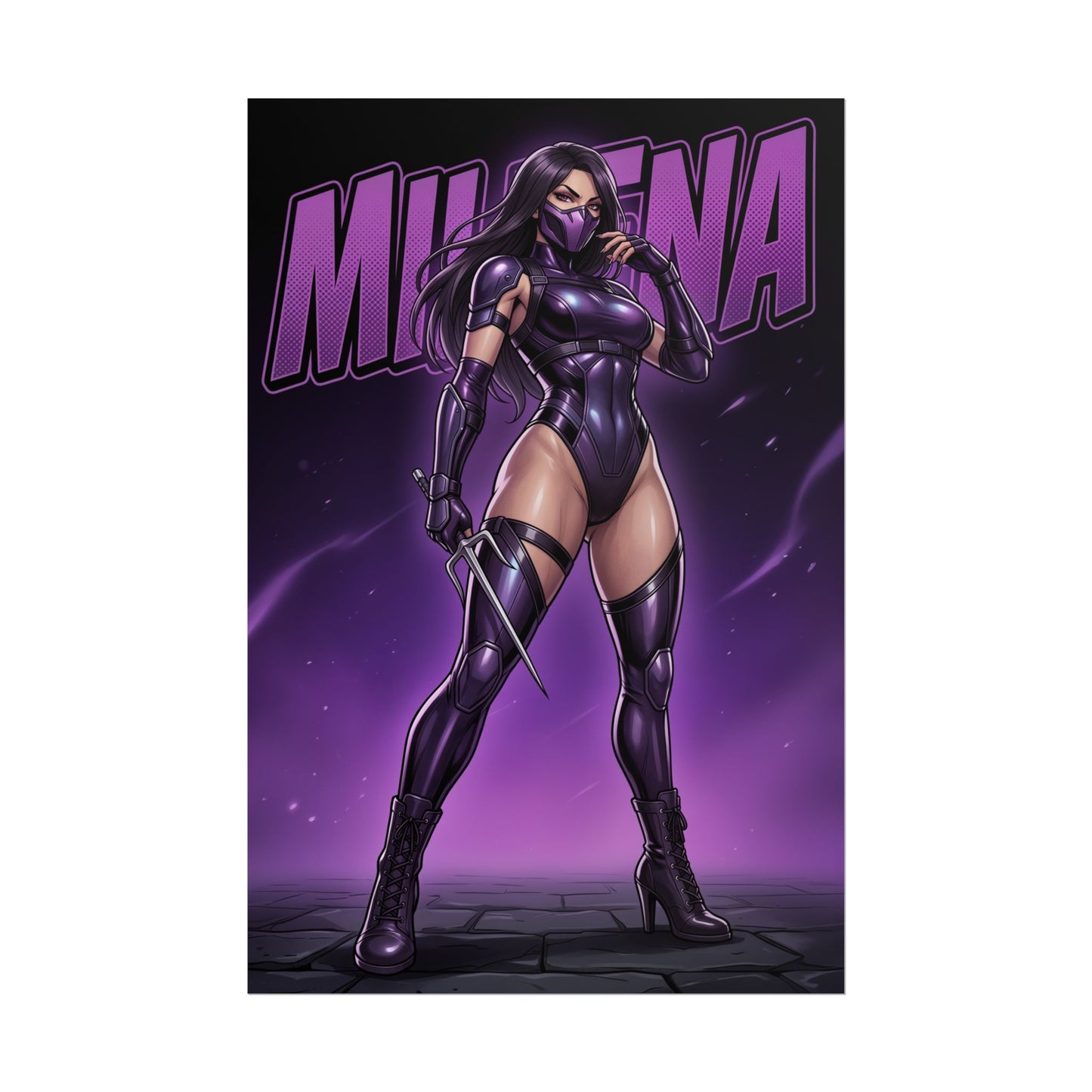 Mileena Mortal Kombat Poster, Mortal Kombat Wall Art, Ninja Fighter Girl Print, Fighting Game Wall Art, Gamer Gift