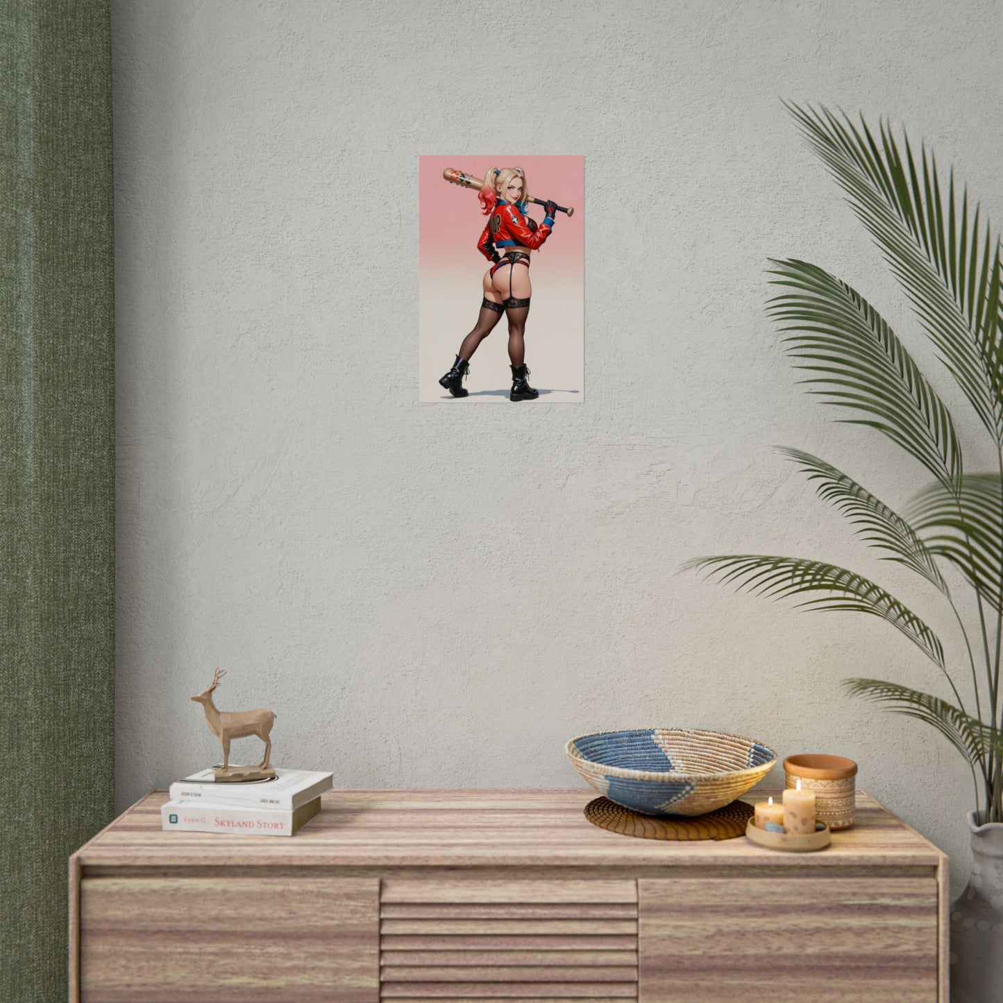 Harley Quinn Anime-Poster, Kunstdruck der frechen Waifu, Gamer-Girl-Deko
