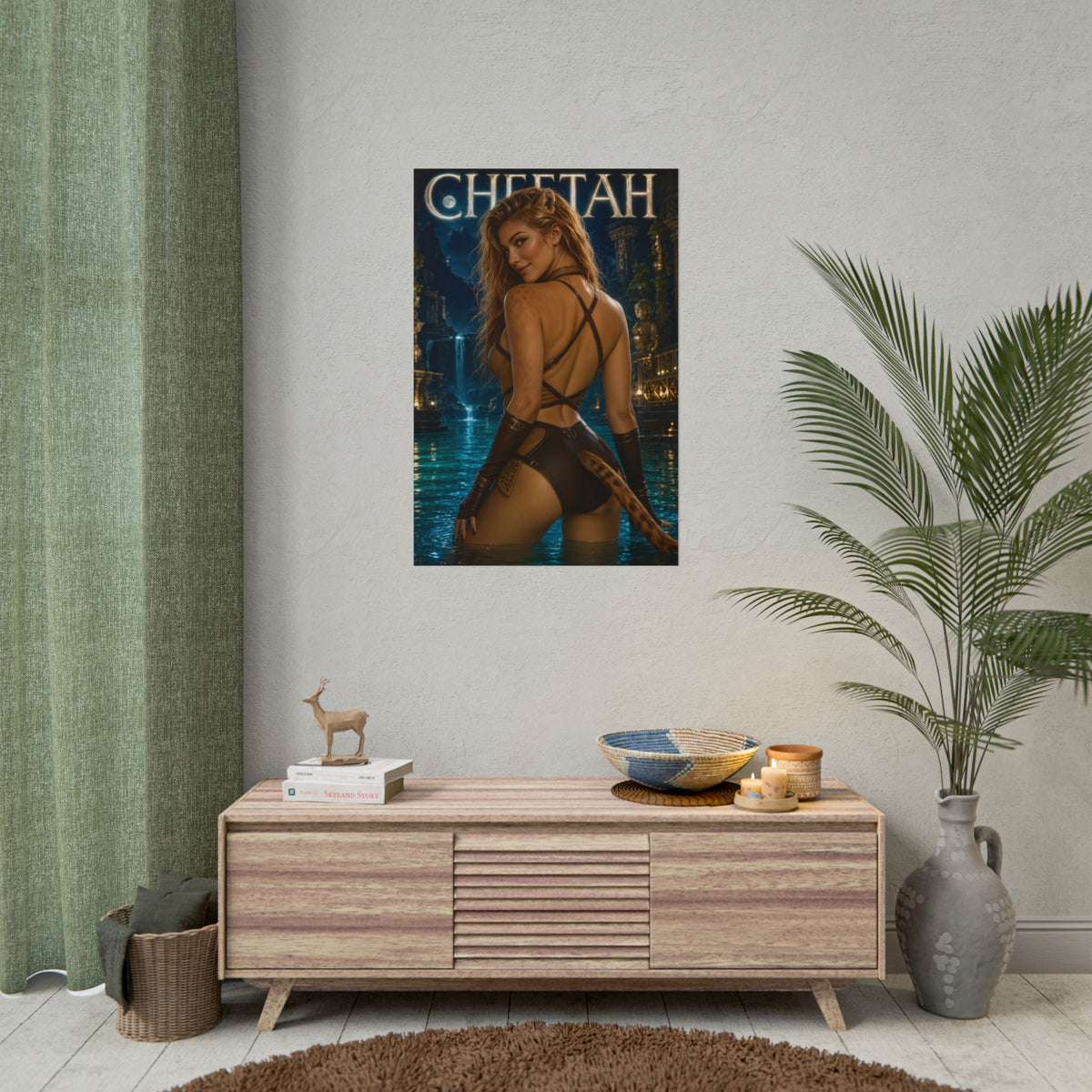 Comic Wall Art Cheetah Poster Heroine Room Decor Collectible Character Print