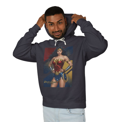 Wonder Woman Hoodie | DC Comics Hoodie | Anime Warrior Goddess Pullover featuring anime-style Wonder Woman print on soft dark pullover