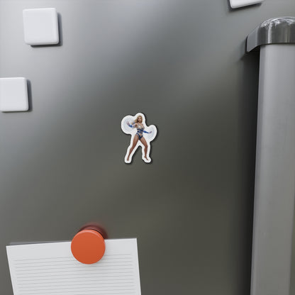 Invisible Woman Magnet – Marvel Heroine Fridge Magnet, Anime Style Decor die-cut vinyl on stainless fridge showcasing anime-style Invisible Woman collectible magnet