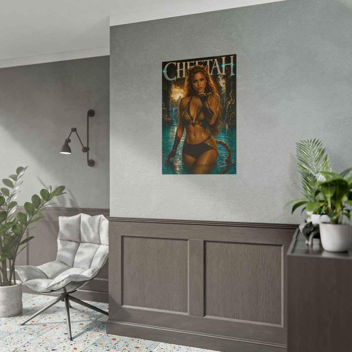 Cheetah Character Poster Comic Style Wall Decor Bedroom Collector Gift