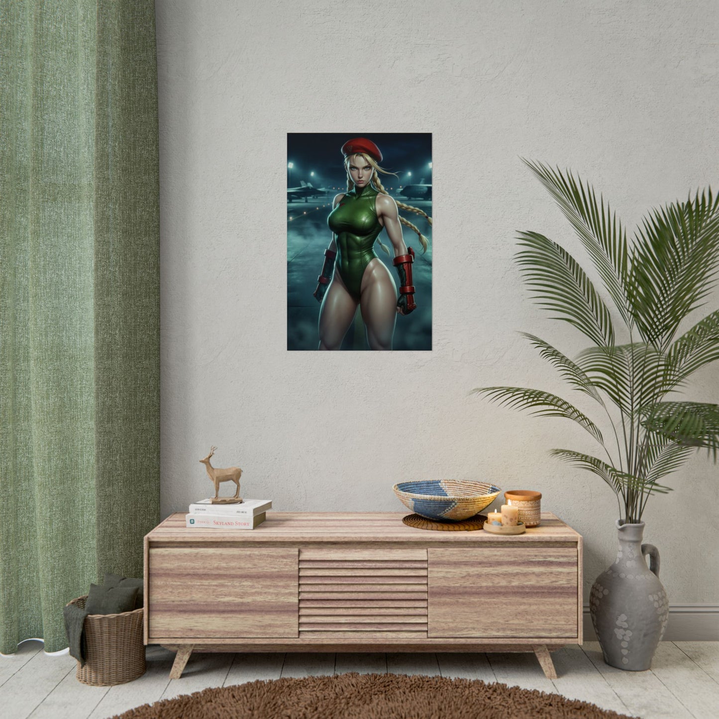 Cammy White Street Fighter Poster Fighter Woman Wall Art Green Outfit Soldier Girl Print Combat Character Gaming Room Decor Gift