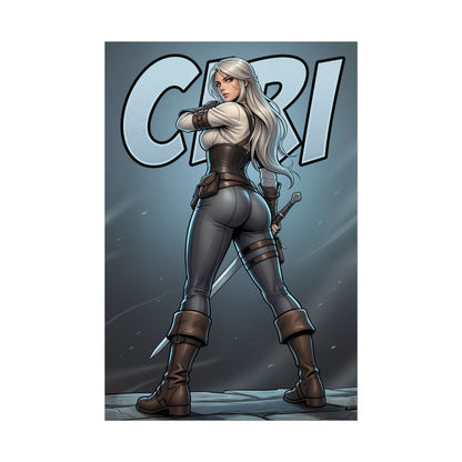 Ciri Witcher Art Print, Fantasy Game Poster, White Hair Warrior Girl Decor, RPG Wall Art, Gamer Gift