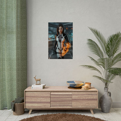 Miranda Lawson Poster, Mass Effect Wall Art Print, Sci Fi Officer Decor, Space Game Artwork, Gamer Gift