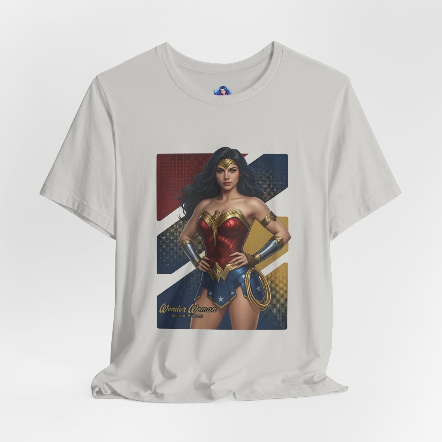 Wonder Woman T-Shirt | DC Comics Anime Tee for Gamers & Hero Fans - anime-style Wonder Woman design on Bella Canvas 3001 unisex tee