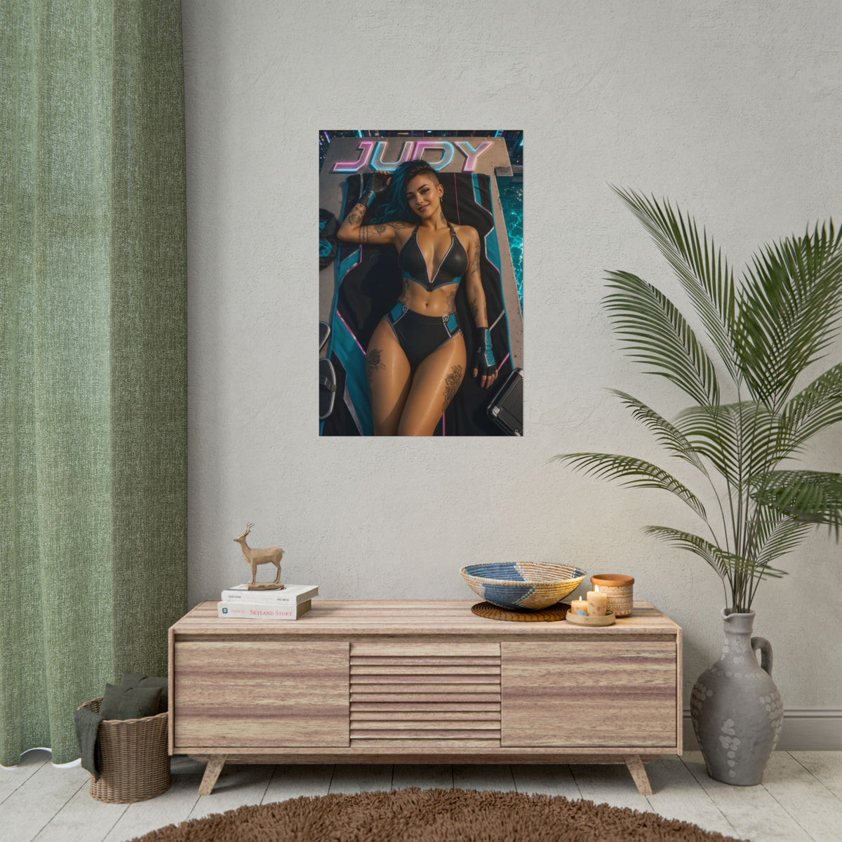 Gaming Wall Art Judy Alvarez Cyberpunk Poster Bedroom Game Room Decor Art Print