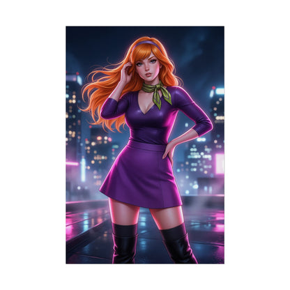Daphne Blake Scooby Doo Poster Cartoon Woman Wall Art Purple Outfit Girl Print Classic Character Gaming Room Decor Gift