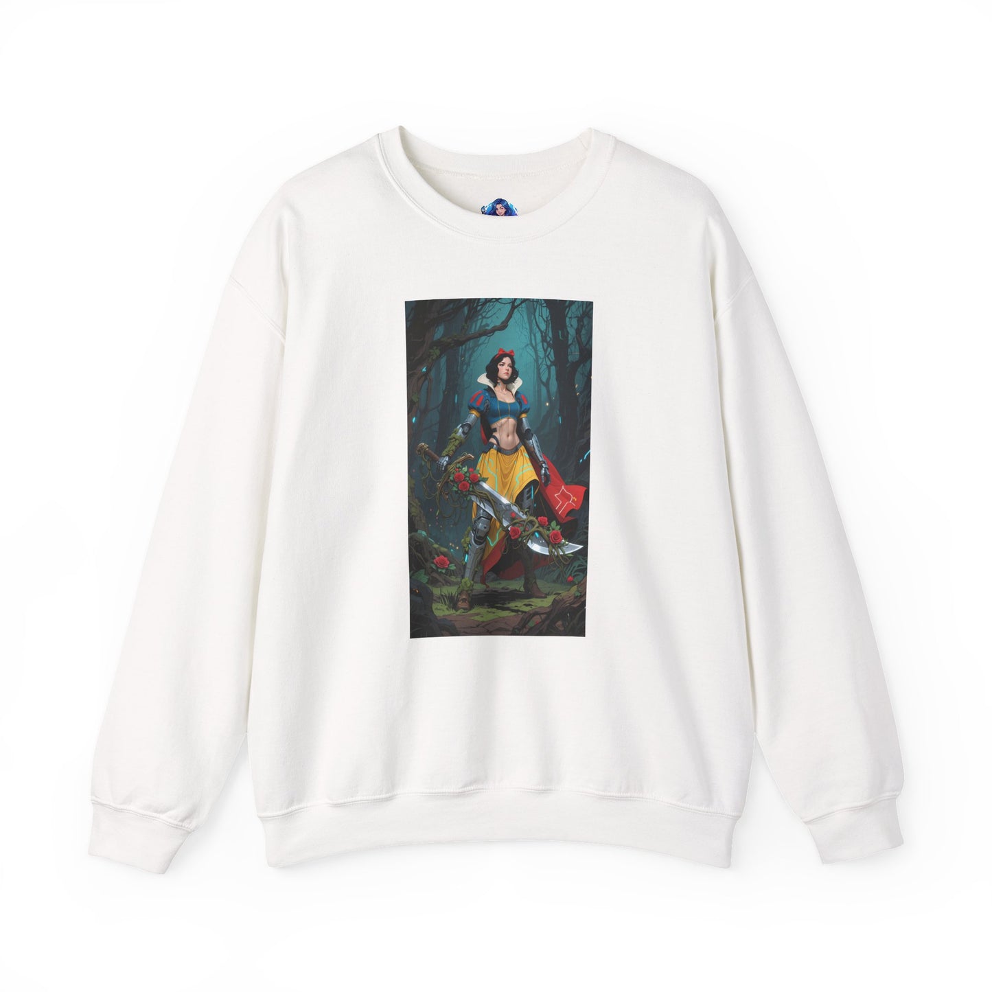 Cyber Snow White Sweatshirt, Futuristic Fairy Tale Crewneck, Stylish Gaming Streetwear for Fans