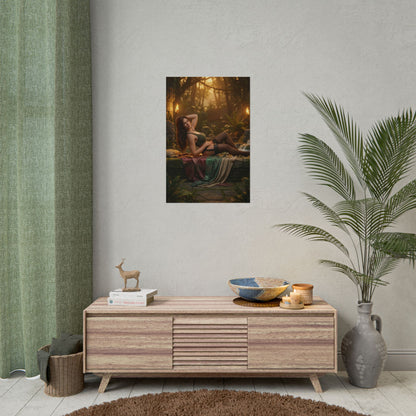 Lara Croft Poster, Tomb Raider Art Print – Iconic Adventure Heroine displayed as framed wall art in a modern gaming room setting