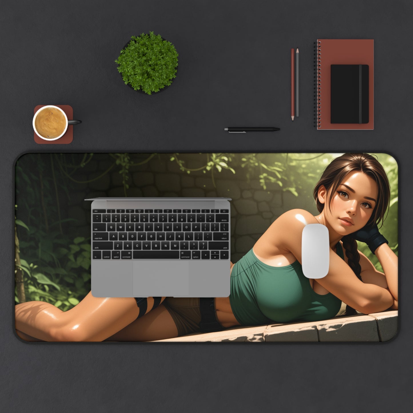 Lara Croft Schreibtischunterlage, Mauspad für Abenteuerspielheldin, Gaming-Schreibtischunterlage