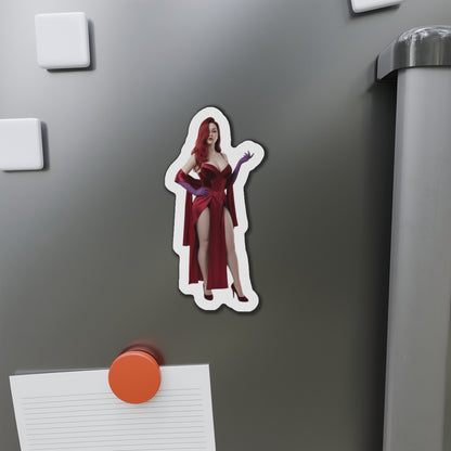 Jessica Rabbit Magnet – Cartoon Icon Fridge Magnet, Anime Style Decor die-cut vinyl magnet of elegant red-dressed cartoon icon on refrigerator