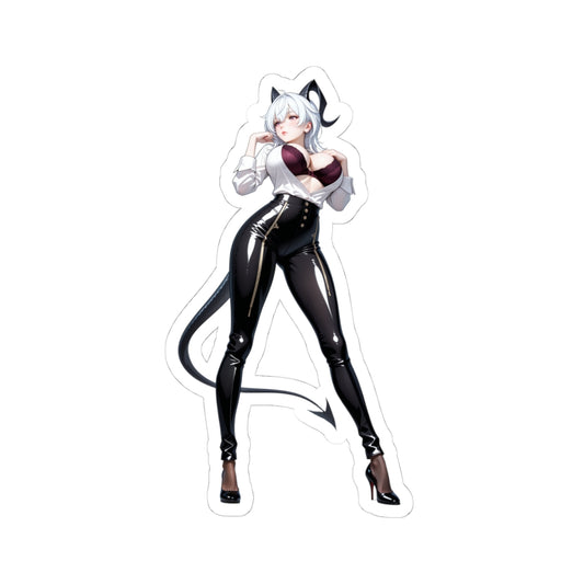 Zani Sticker – Stylish Character Vinyl Sticker for Laptops, Journals & Indoor Decor featuring glossy anime-style catgirl character in black latex pants and heels