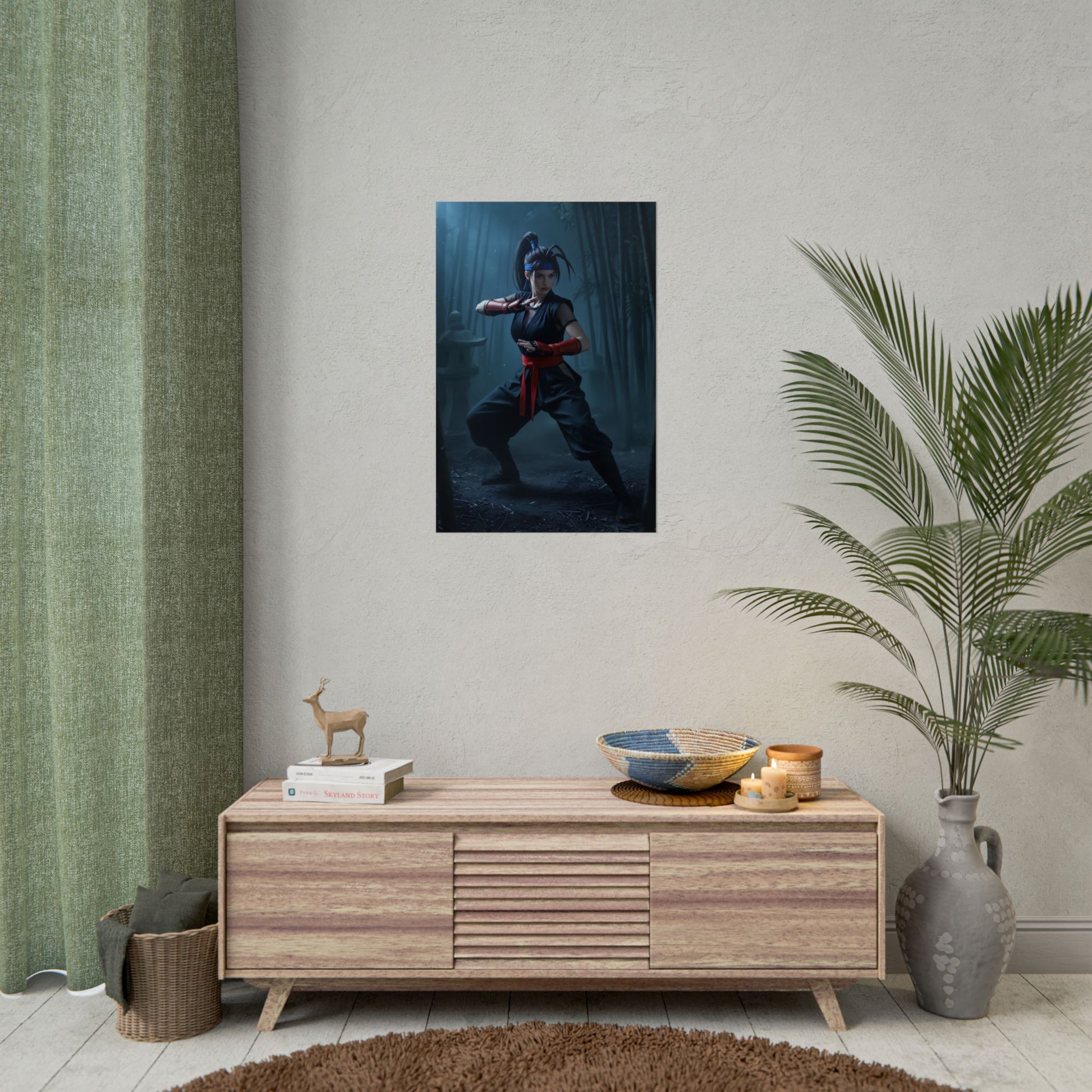 Ibuki Poster, Street Fighter Art Print – Iconic Ninja Heroine Wall Art showing dynamic ninja heroine wall decor in a modern gaming room