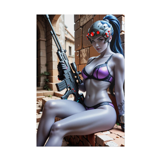 Плакат "Вдівця", художній принт із зображенням дівчини з аніме з блакитним волоссям, настінний декор зі снайпером Вайфу