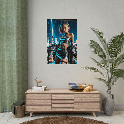 Judy Alvarez Poster – Cyberpunk Heroine Wall Art for Gaming Room Decor