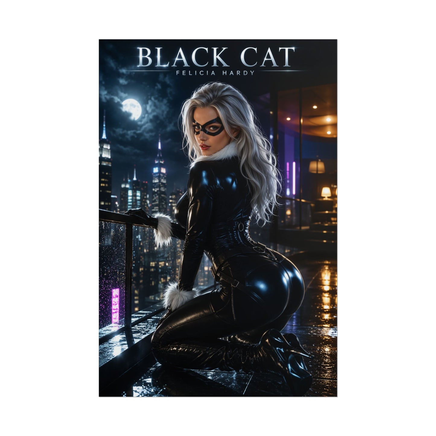Black Cat Poster, Marvel Wall Art, Comic Book Print, Superhero Decor