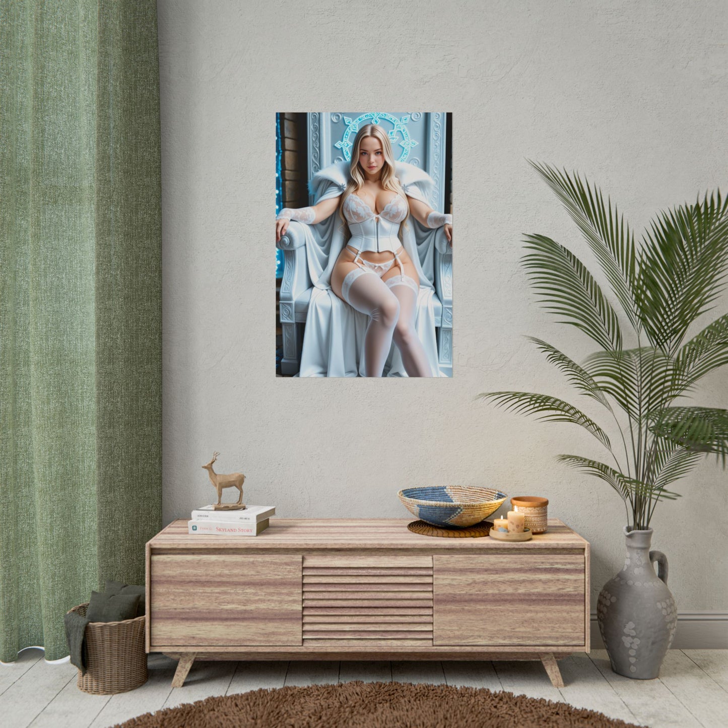 Emma Frost Poster, White Queen Anime Girl Art Print, Waifu Hero Wall Decor