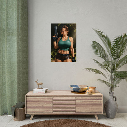 Lara Croft Poster, Anime-Abenteuer-Kunstdruck, Waifu-Entdecker-Wanddeko