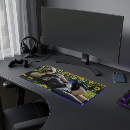 2B Schreibtischunterlage – LED RGB-Pad, Nier Automata Waifu Anime-Mädchen Gaming-Setup