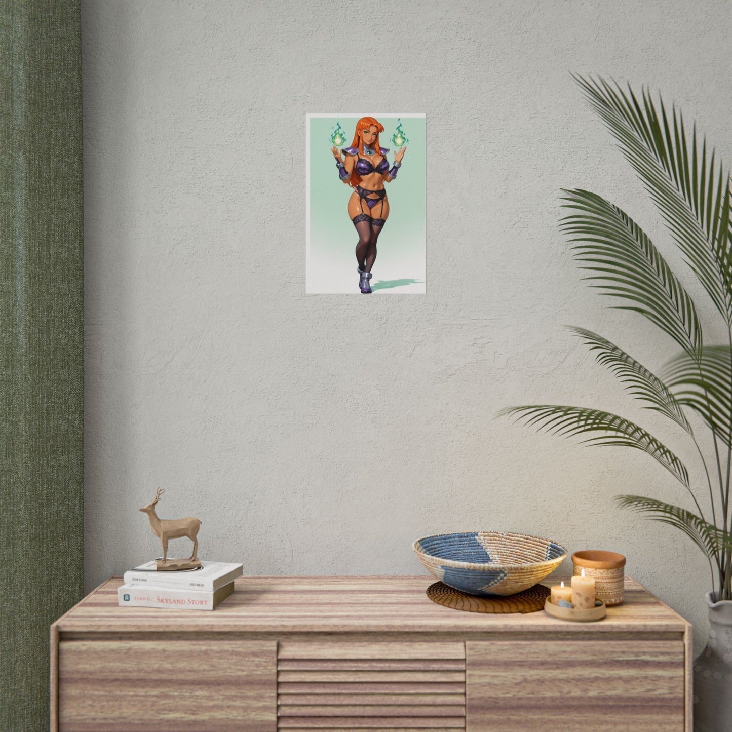 Starfire Wall Art Print, Orange-Haired Waifu Poster, Anime Hero Girl Decor