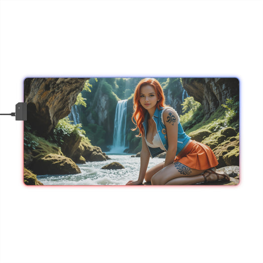 Килимок для столу Nami – світлодіодний RGB-підкладка, елегантний ігровий комплект із зображенням дівчини з аніме Вайфу