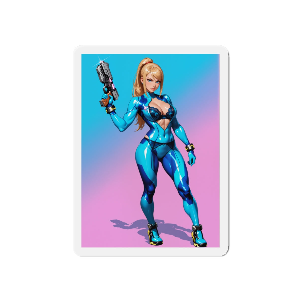 Магніт із зображенням аніме Самус Аран – магніт із зображенням дівчини-воїна космосу, декор для холодильника геймера