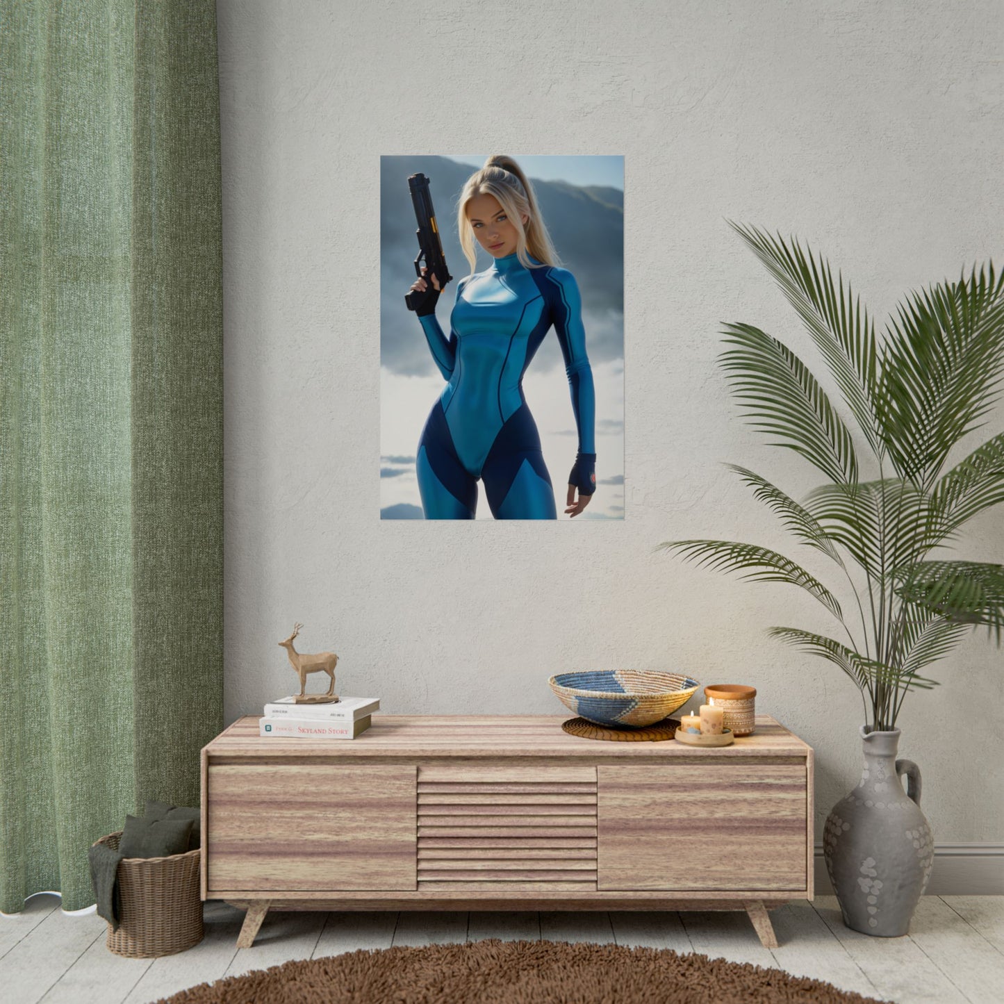 Samus Aran Poster, Sci-Fi Anime Girl Art Print, Waifu Space Hero Wall Decor