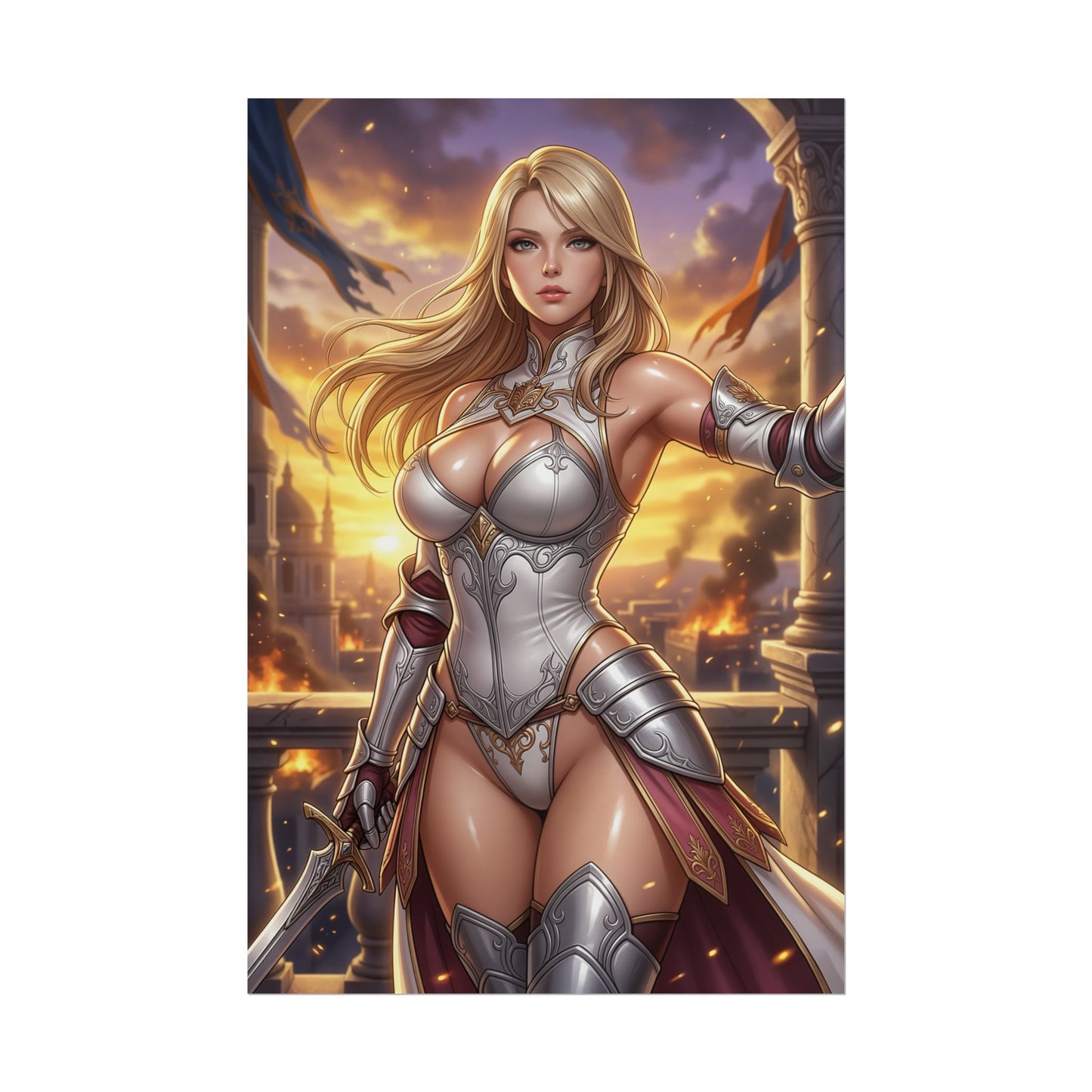 Ashe Final Fantasy XII Poster Anime RPG Wall Art Princess Warrior Woman Print Blonde Girl Character Gaming Room Decor Gift