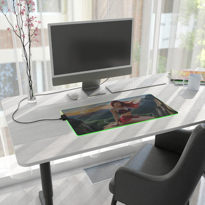 Erza Scarlet Schreibtischunterlage – LED RGB-Pad, Waifu Anime-Mädchen Gaming-Setup