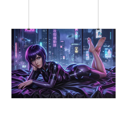 Motoko Kusanagi Poster, Cyberpunk Wall Art, Anime Print Decor