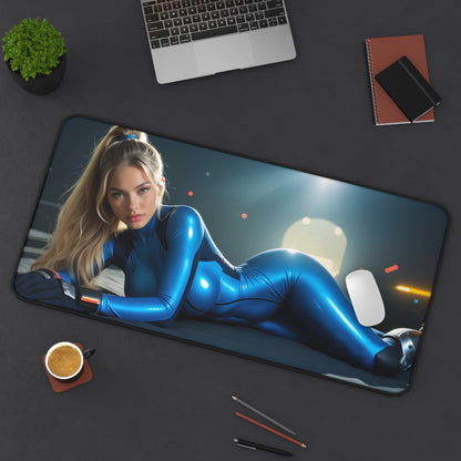 Килимок для столу Samus Aran, килимок для миші Sci-Fi Bounty Hunter, футуристичний ігровий стіл