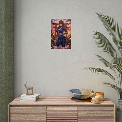 Kasumi Dead or Alive Poster Ninja Woman Wall Art Fighter Girl Print Red Outfit Character Gaming Room Decor Gift
