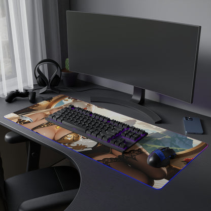 Ningguang Desk Mat – LED RGB Pad, Waifu Anime Girl Gaming Setup