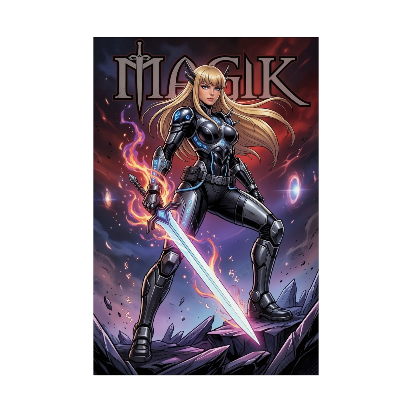 Magik Marvel Poster, X-Men Wandbild, Zauberin Mutant Mädchen Deko, Comic Buch Wandkunst, Geschenk für Fans